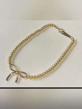 Bow Ribbon Beads Bracelet in 18K Yellow Solid Gold